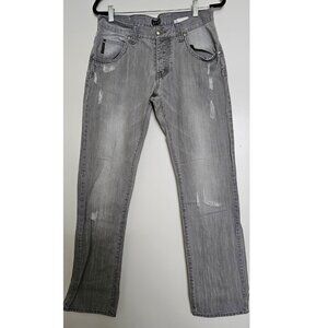 Armani Slim Straight Fit Button Fly Distressed Jeans  EU32 US31 Grey Wash Denim